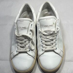 Celine Triomphe White Leather Sneakers authentic